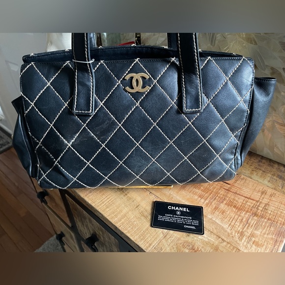 CHANEL Wild Stitch Calfskin Leather Tote Bag Handbag - Picture 12 of 12